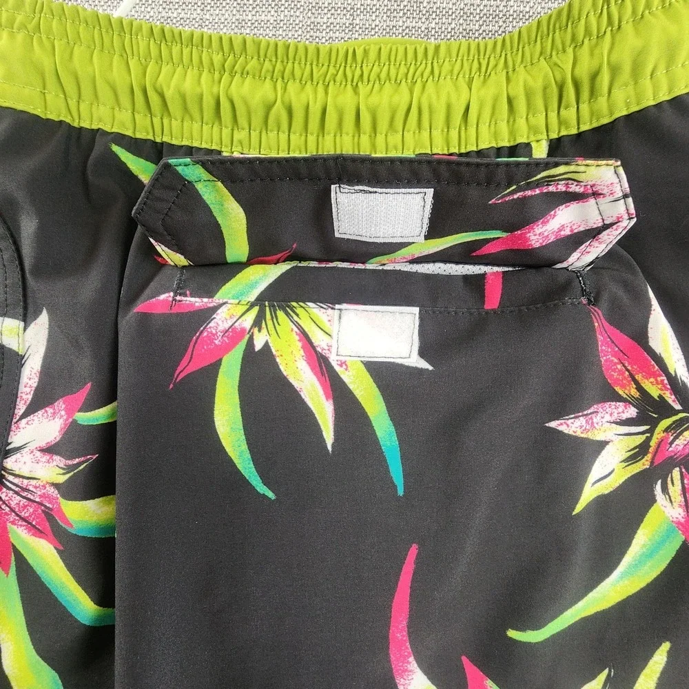Hot Coals Mens XL Black Floral Board Shorts Swim Trunks Tropical